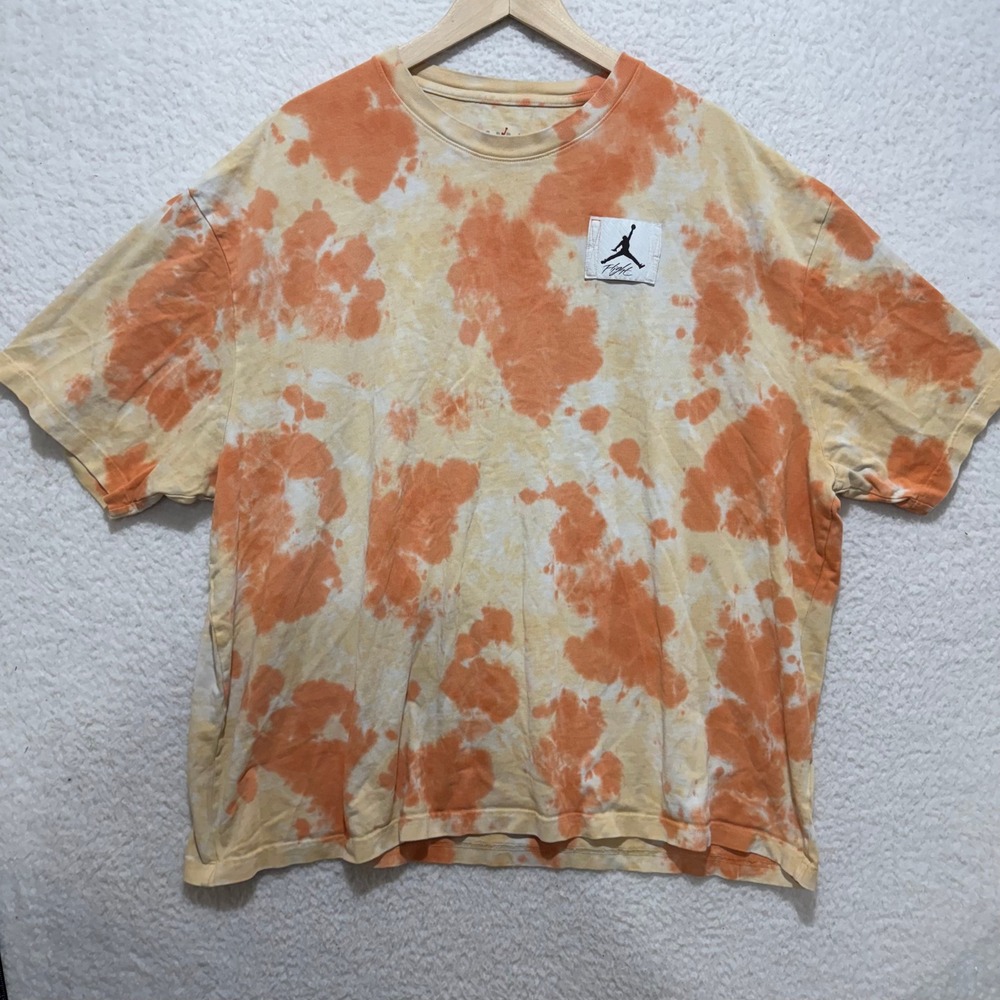 Jordan Tie Dye Oversize T Shirt Mens‎ Orange Yellow Short Sleeve Graphic Tee
